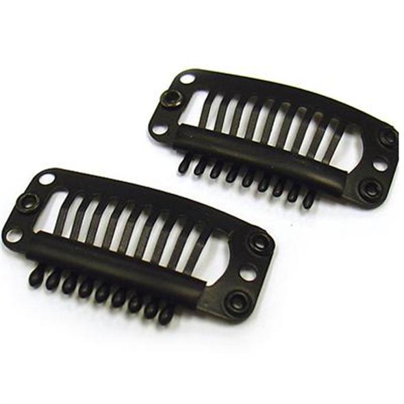 Our clip in hair extensions use silicone coated clips so that they don't snag your hair and cause damage