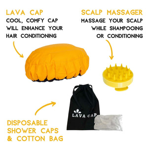 Lava Cap Microwavable Heat Cap for Hair & Scalp Massager Kit – Amber Lemon
