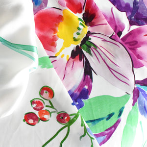 Mulberry Silk Scarf | White Floral