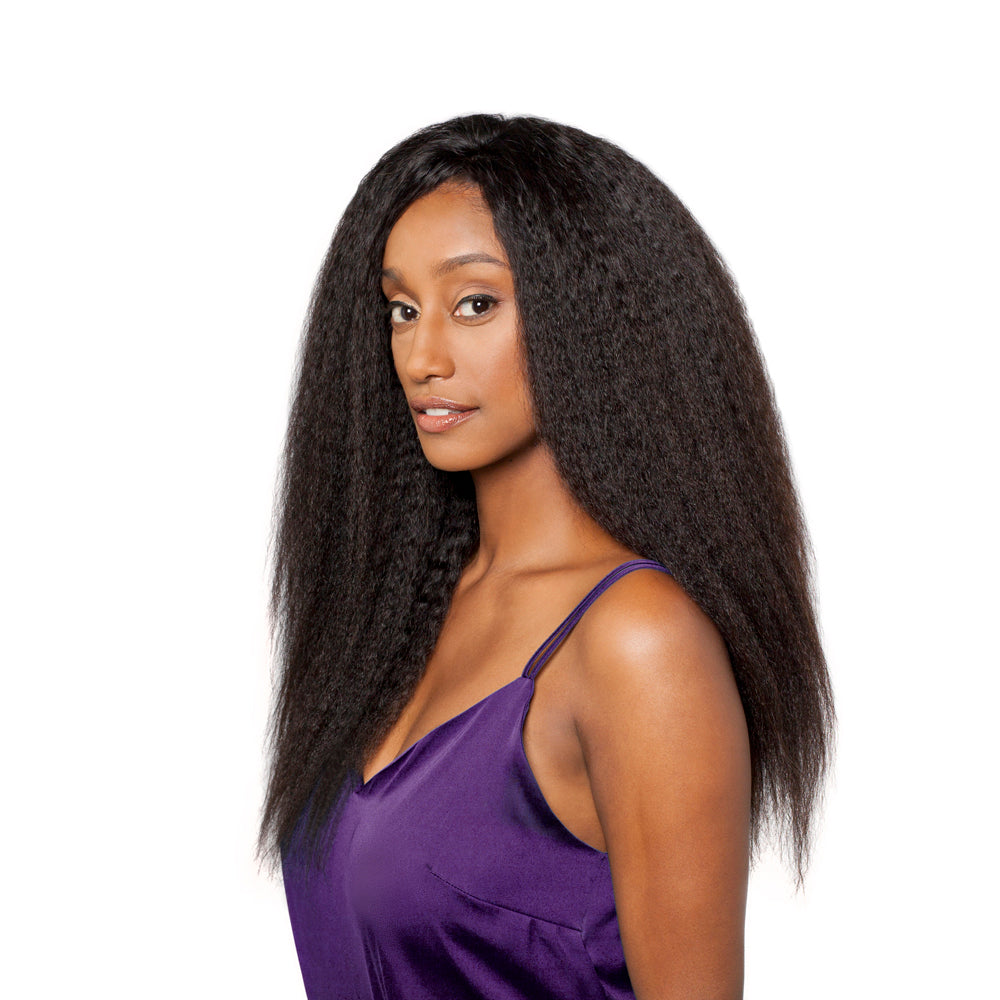 Our afro blow-out hair is silky soft and looks just like freshly blow-dried afro hair