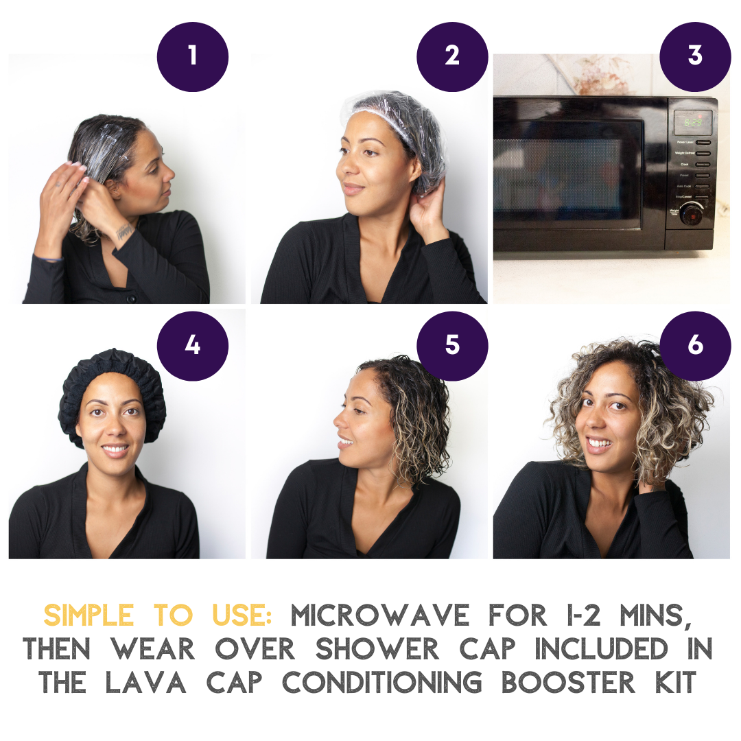 How to use Lava Cap heat cap - it microwaves in 90 seconds, hair cap stays warm for up to 30 minutes