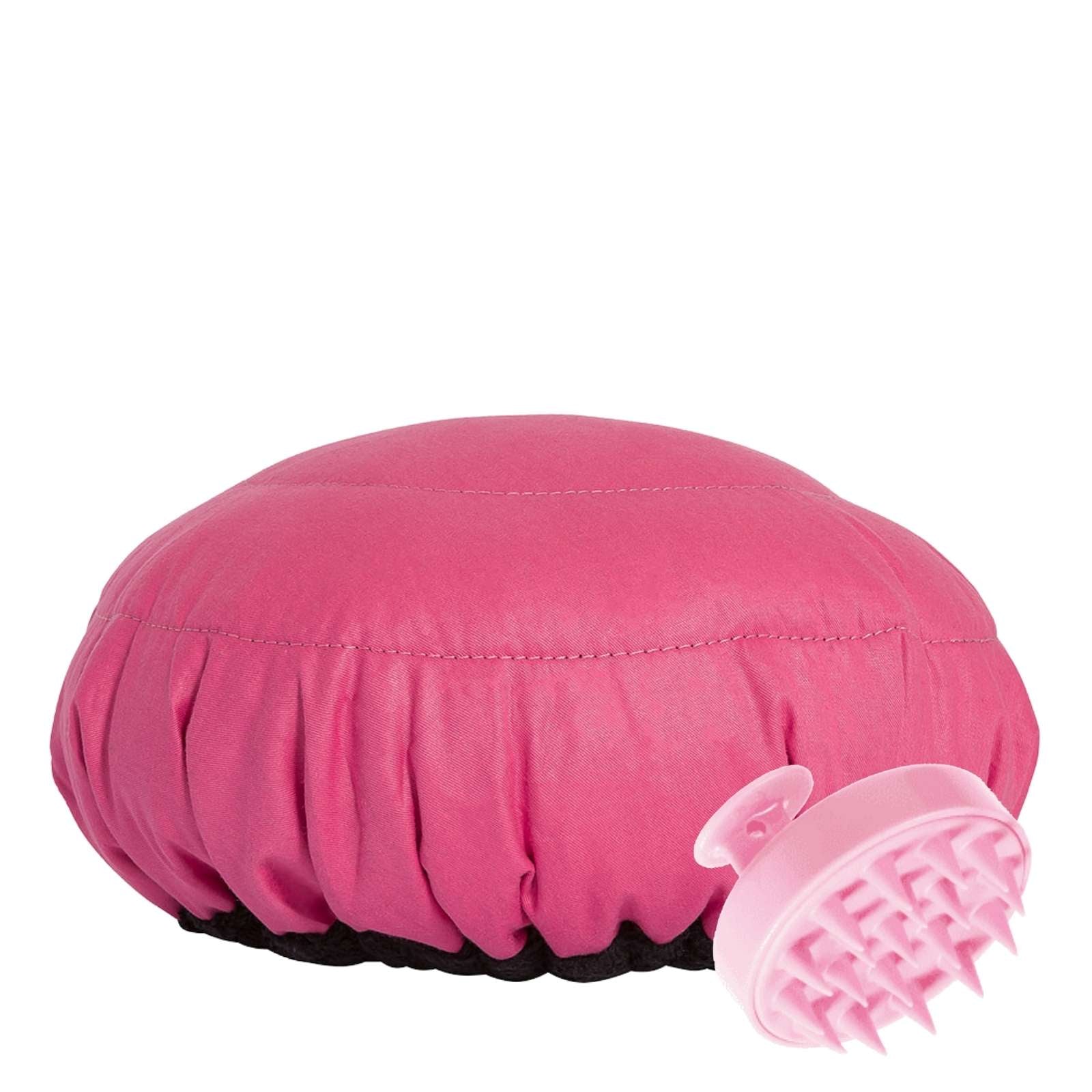 Lava Cap microwavable heat cap UK stock, with scalp massager in Retba Rose