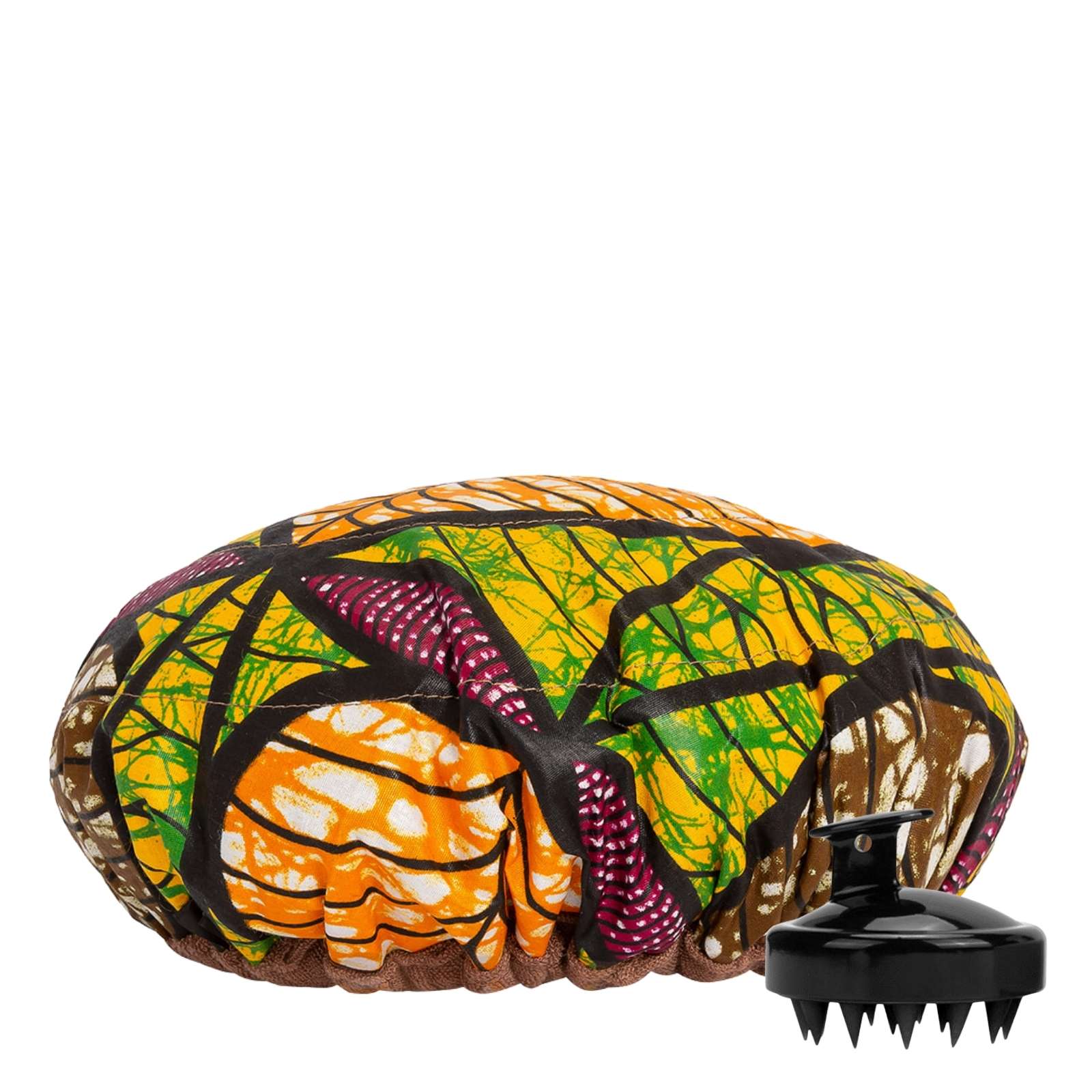 Lava Cap microwavable heat cap UK stock, with scalp massager in Tropikara