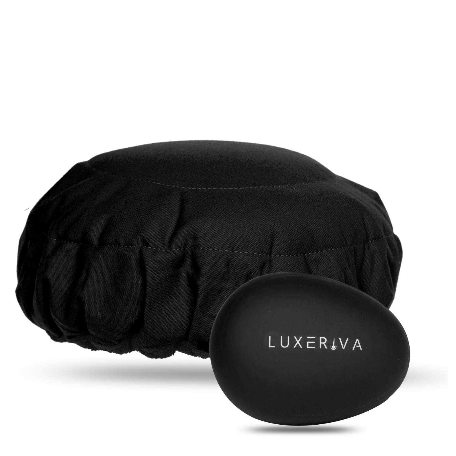 Lava Cap microwavable heat cap UK stock, with detangling hairbrush in Black Onyx