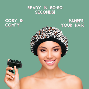 Lava Cap Reusable Hair Treatment Heat Cap & Scalp Massager Kit - Safari