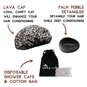 Lava Cap Reusable Hot Conditioning Steamer Cap & Palm Pebble Kit – Safari