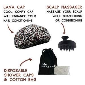 Lava Cap Reusable Hair Treatment Heat Cap & Scalp Massager Kit - Safari